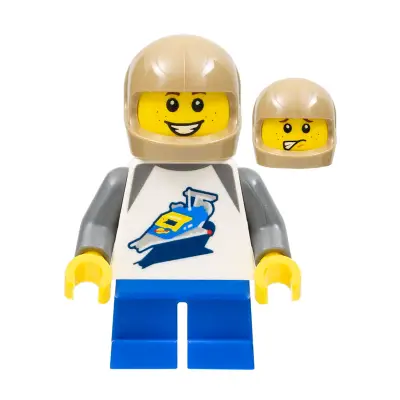  Cosmic Cardboard Adventurer - 918 Classic Space Torso, Dark Tan Motorcycle Helmet