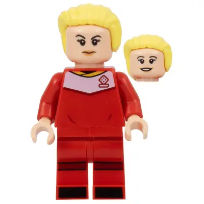  Soccer Player, Female, Red Uniform, Light Nougat Skin, Bright Light Yellow Hair Swept Back