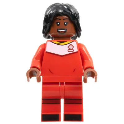  Soccer Player, Female, Red Uniform, Reddish Brown Skin, Black Hair