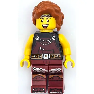  Viking Blacksmith - Female, Dark Red Overalls and Legs with Trim, Dark Orange Hair