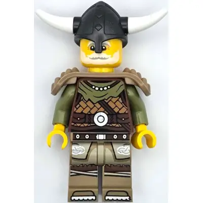  Viking Chieftain - Male, Leather Armor, Dark Tan Legs with Tunic, Pearl Dark Gray Helmet, Shoulder Armor