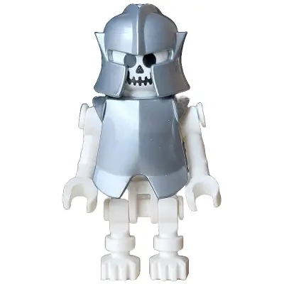  Skeleton - Standard Skull, Bent Arms Vertical Grip, Flat Silver Helmet and Armor Breastplate (Colin the Fighter)