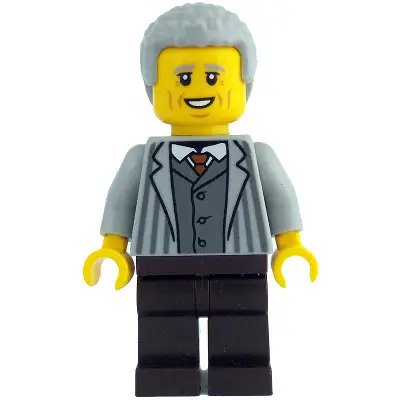  Man - Light Bluish Gray Jacket with Pinstripes, Dark Brown Legs, Light Bluish Gray Coiled Hair