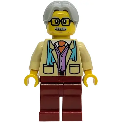  Tourist - Tan Suit Jacket, Dark Red Legs, Light Bluish Gray Hair