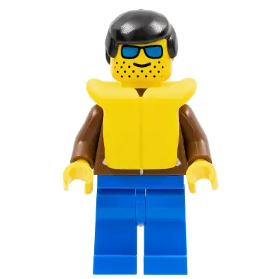  Jacket Brown - Blue Legs, Black Male Hair, Life Jacket