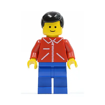  Jacket Red with Zipper - Red Arms - Blue Legs, Black Male Hair