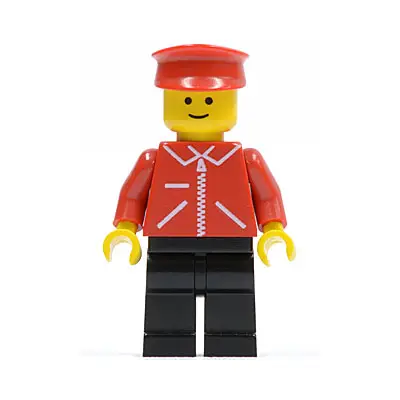  Jacket Red with Zipper - Red Arms - Black Legs, Red Hat