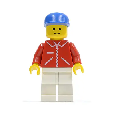  Jacket Red with Zipper - Red Arms - White Legs, Blue Cap