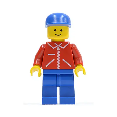  Jacket Red with Zipper - Red Arms - Blue Legs, Blue Cap