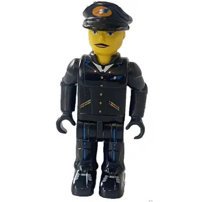  Airplane Pilot with Black Pants, Black Shirt and Black Cap with Logo