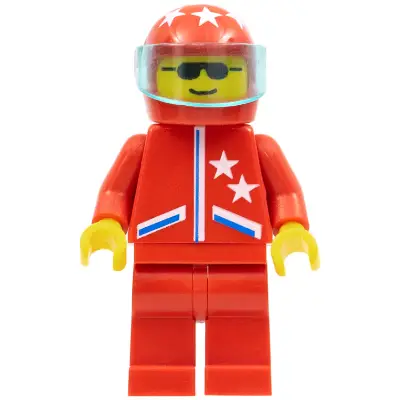  Jacket 2 Stars Red - Red Legs, Red Helmet 7 White Stars, Trans-Light Blue Visor