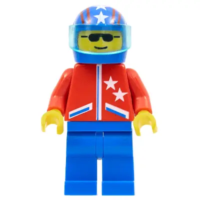  Jacket 2 Stars Red - Blue Legs, Blue Helmet 4 Stars & Stripes, Trans-Light Blue Visor