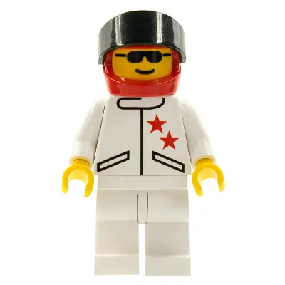  Jacket 2 Stars White - White Legs, Red Helmet, Black Visor