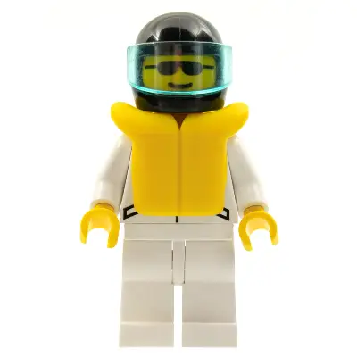  Jacket 2 Stars White - White Legs, Black Helmet, Trans-Light Blue Visor, Life Jacket