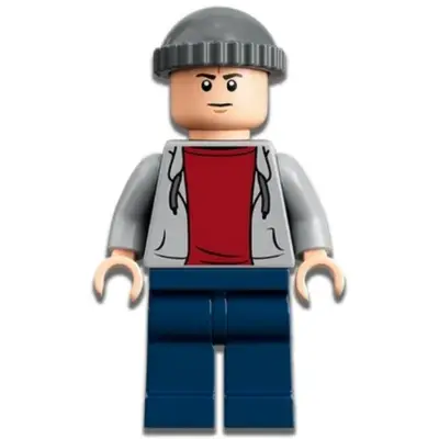  Security Guard - Male, Light Bluish Gray Hoodie, Dark Blue Legs, Dark Bluish Gray Knit Cap