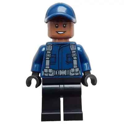  ACU Guard / Driver - Female, Dark Blue Cap, Black Legs, Smile