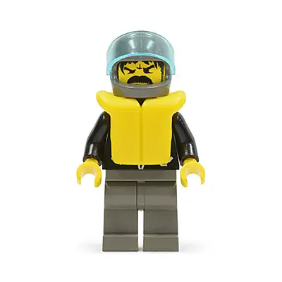  Leather Jacket with Zippers - Dark Gray Legs and Helmet, Life Jacket