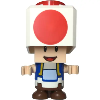 Toad - Happy, Open Mouth, White Hinge Top Plate, Black Hinge Brick and 2 x 2 Plate