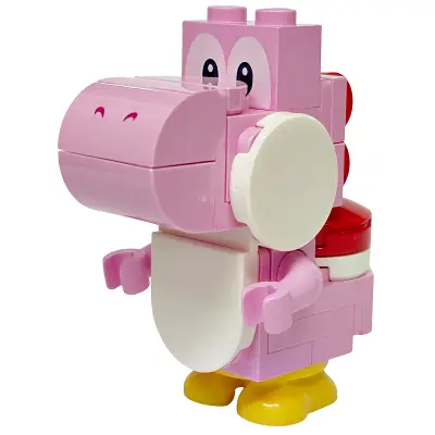 Pink Yoshi - White Tile, Round 2 x 2 Half Circle Extended on Front