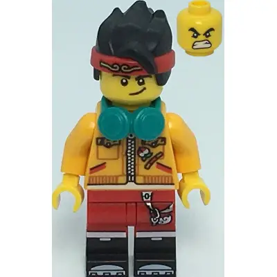  Monkie Kid - Bright Light Orange Closed Jacket, Dark Turquoise Headphones