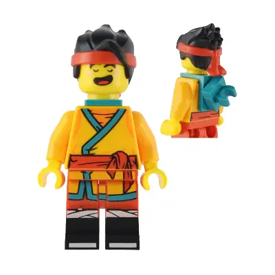  Monkie Kid - Bright Light Orange Robe, Dark Turquoise Neck Bracket and Clip, Angry / Happy