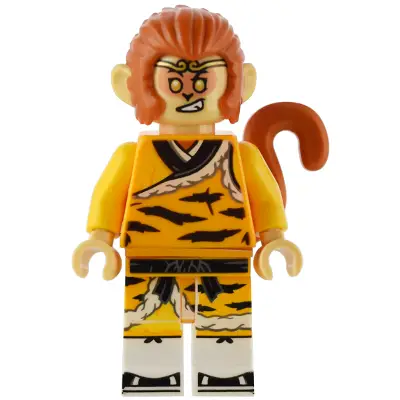  Monkey King - Bright Light Orange Robe, Black Animal Stripes, Sash