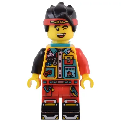  Monkie Kid - Bright Light Orange 5th Anniversary Shirt, Dark Turquoise Neck Bracket and Clip