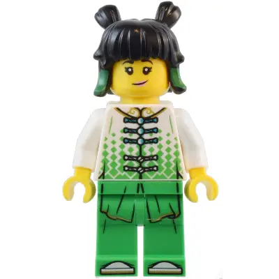  Mei - White Robe Top, Bright Green Pants