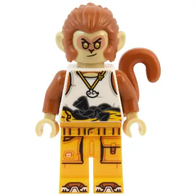  Monkey King - White Tank Top, Bright Light Orange Racing Suit