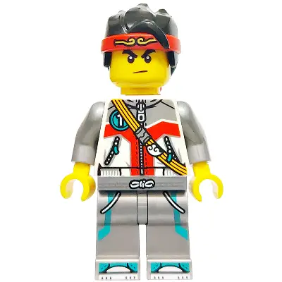  Monkie Kid - White Jacket with Zippers, Flat Silver Legs