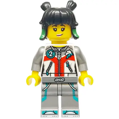  Mei - White Jacket with Zippers, Flat Silver Legs