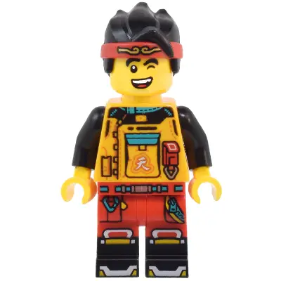  Monkie Kid - Bright Light Orange Racing Suit, Red Legs