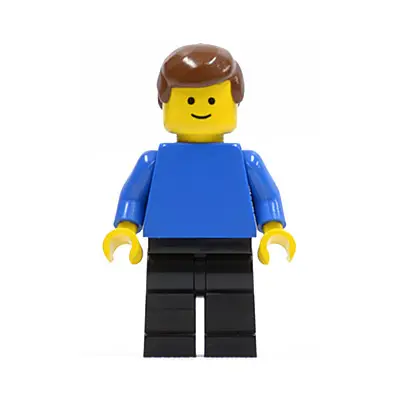  Plain Blue Torso with Blue Arms, Black Legs, Brown Male Hair