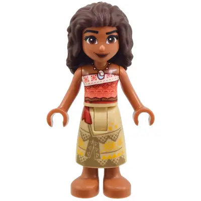  Moana (Sienna) - Mini Doll, Coral and White Strapless Top, Tan Long Skirt with Dark Tan Hems, Dark Brown Hair