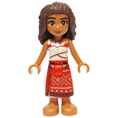  Moana (Sienna) - Mini Doll, Red and White Top, Red Long Skirt, Dark Brown Hair