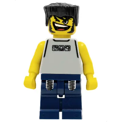  Basketball Street Player, Light Gray Torso and Dark Blue Legs, Black Flat Top Hair