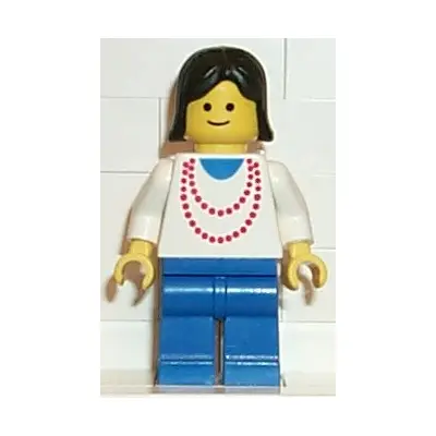  Necklace Red - Blue Legs, Black Female Hair