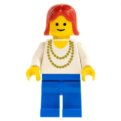  Necklace Gold - Blue Legs, Red Female Hair