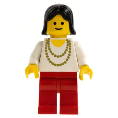  Necklace Gold - Red Legs, Black Female Hair