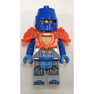  Royal Soldier / King's Guard - Blue Helmet with Eye Slit, Trans-Neon Orange Armor