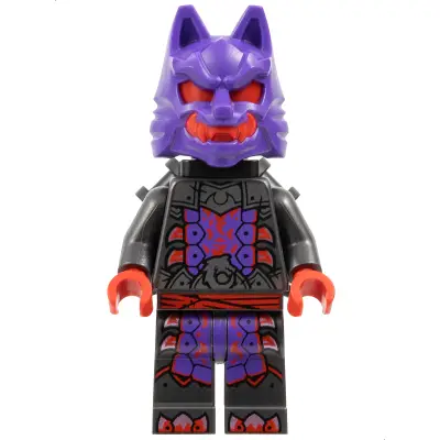  Wolf Mask Warrior - Dark Purple and Red Mask, Neck Bracket