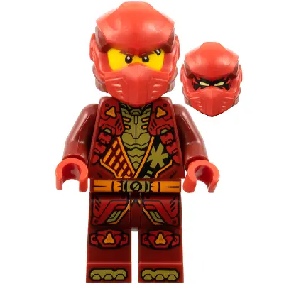  Kai - Dragons Rising, Tunic with Shoulder Armor, Dark Red and Red Head Wrap