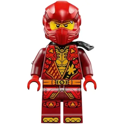  Kai - Dragons Rising, Tunic with Shoulder Armor, Dark Red and Red Head Wrap, Scabbard