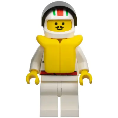  Octan - Race Team, White Legs, White Red/Green Striped Helmet, Black Visor, Life Jacket