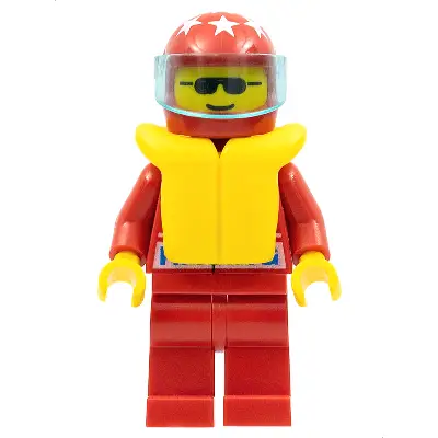  Octan - Racing, Red Legs, Red Helmet 7 White Stars, Trans-Light Blue Visor, Life Jacket