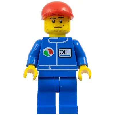  Octan - Blue Oil, Blue Legs, Red Short Bill Cap, Smirk and Stubble Beard