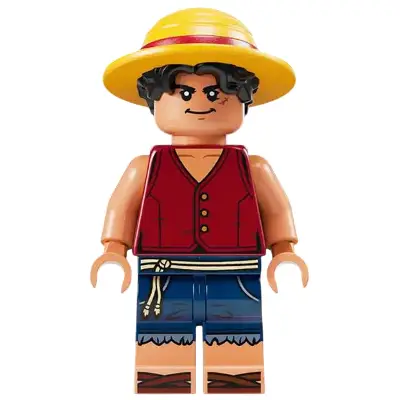 Monkey D. Luffy - Hair Combo, Straw Hat with Black Hair, Closed Mouth Grin