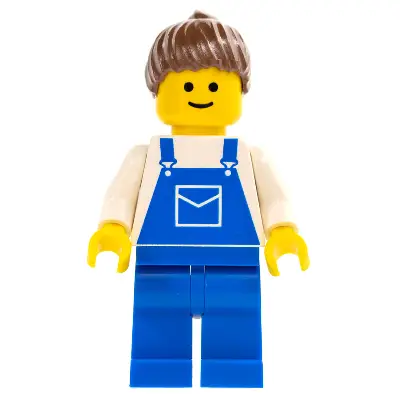  Overalls Blue with Pocket, Blue Legs, Brown Ponytail Hair