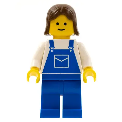  Overalls Blue with Pocket, Blue Legs, Brown Female Hair