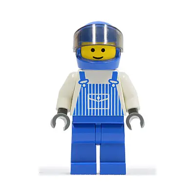  Overalls Striped Blue with Pocket, Blue Legs, Blue Helmet, Trans-Brown Visor